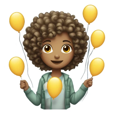 Curly haired girl holding a 2025 balloon  sticker