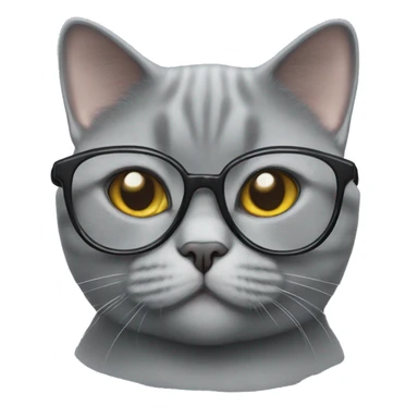 British blue shorthair cat with glasses sticker