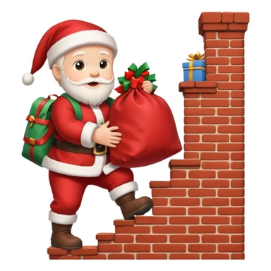 baby Santa Claus is carrying a bag of presents and climbing down the chimney. sticker