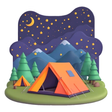 camping tent with starry night sky sticker