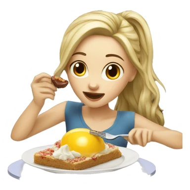 White skin girl eating desert on a table sticker