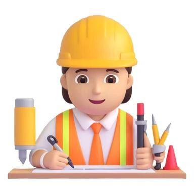 technical architect emoji, with drafting tools and a construction site background sticker