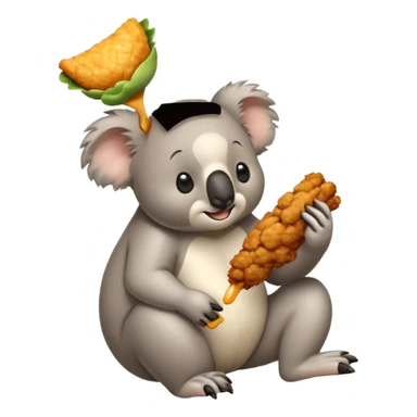 un koala comiendo una pieza de pollo sticker