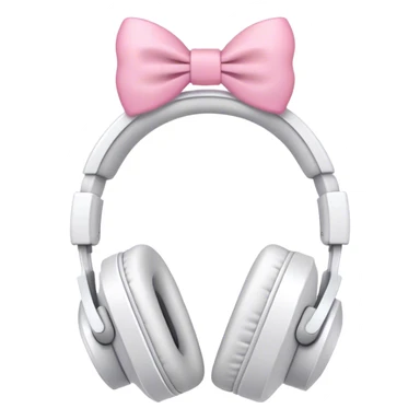 White aesthetic headphones with pink bow sticker
