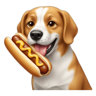 A dog eating a hot dog sticker