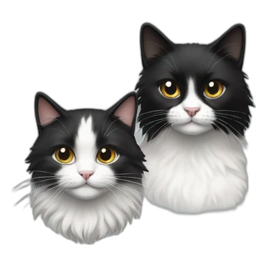 A blank short haired cat and a black/white long haired cat sticker