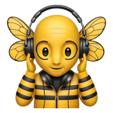 DJ bee with headphones sticker