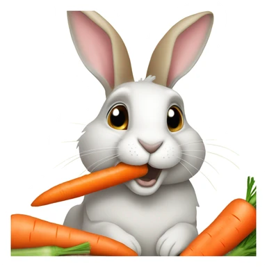 Rabbit eating carrots sticker