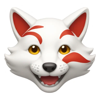 Red and white katsune head smiling sticker