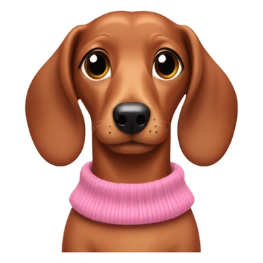 Light brown sausage dog wearing a pink sweater that says Neeharika sticker