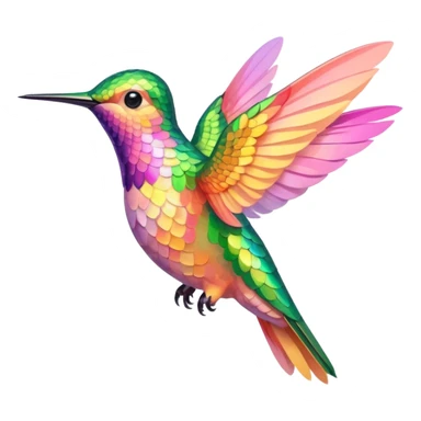mostly peach pink plus yellow-green humming bird sticker