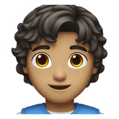 zoomer boy with mullet brown skin black hair blue eyes sticker
