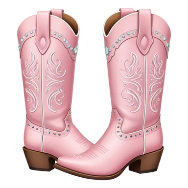 Light pink and white lined cowgirl boots with rhinestones  sticker