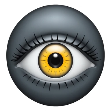 Minimal emoji, gothic futuristic eye, cold grey sclera, the pupil is fully replaced by a solid black number 8 eight, occult cyber aesthetic, sharp clean lines, flat emoji design, centered, transparent background sticker
