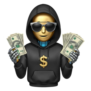 hoodie, sunglasses, money ROBOT sticker