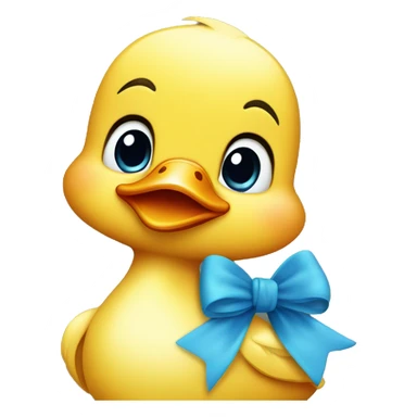 Cute little duck with blue bow sticker