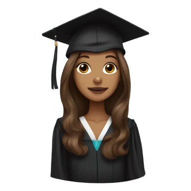 Brown haired white girl in graduation cap holding black long haired dachshund  sticker