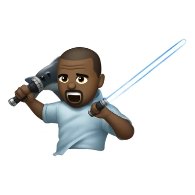 Kanye West with a lightsaber fighting a shark sticker