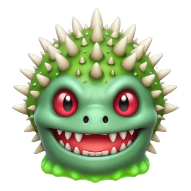 poisonous mushroom monster portrait, head and shoulders only, toxic green glow, scary grin, spiky mushroom head, 3D cartoon, mobile game icon style, clean background, no text, no watermark

 sticker