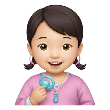 a asian baby girl with pacifier sticker