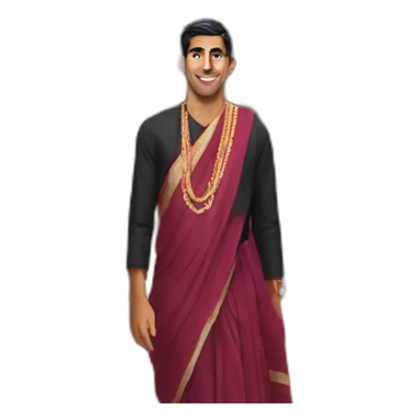 Rishi Sunak wearing a sari Houses of Parliament sticker