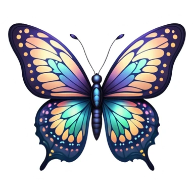 Dark, glowing, bio-luminescent butterfly sticker