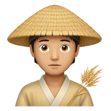 Asian guy with a rice hat, eyes barely open sticker