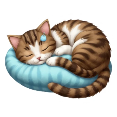 dark brown tabby and white kitten sleeping whilst in funny positions stretched out and  upside down sticker