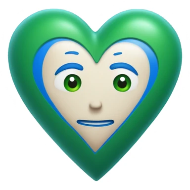 Heart that rim is blue that middle part is green sticker