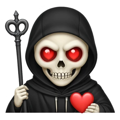 cute reaper with heart eyes face sticker