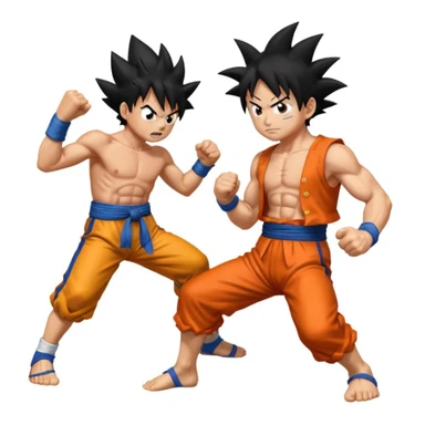 Luffy qui tape goku sticker