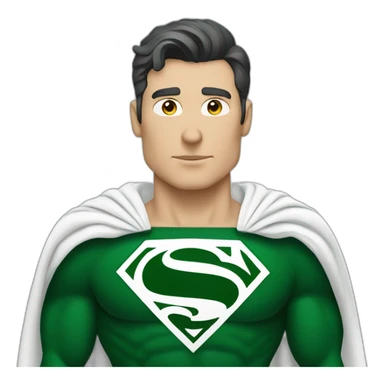 A white Superman wears forest green clothes sticker