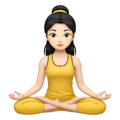 Black hair yoga girl yellow clothes n sticker