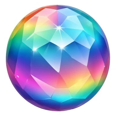 White glowing white crystal cut gem spherical ball rainbow iridescent glow sticker