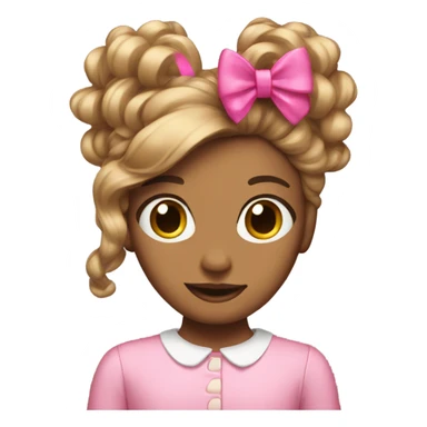 light brown open hair from behind with a pink bow sticker