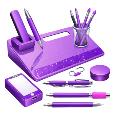 Purple Glitter office tools sticker