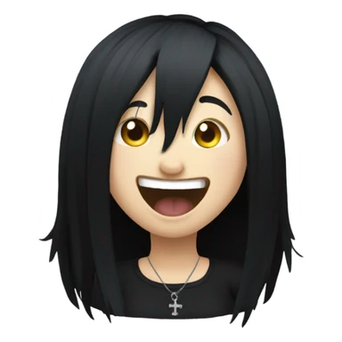Goth girl with black hair laughing hard  sticker