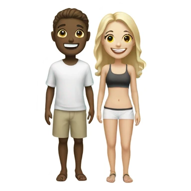 A white boy and white girl sharing a grin on the beach sticker
