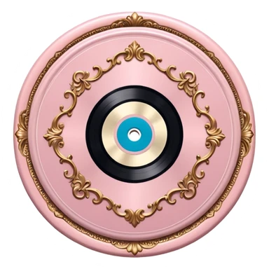 Vintage ornate rococo pale pink vinyl record sticker
