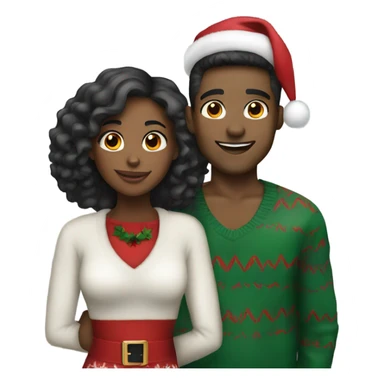 Christmas couple black girl Hispanic male sticker