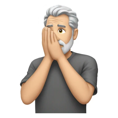 Face palm middle aged man grey hair grey beard sticker