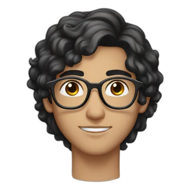 A beautiful Moroccan young man with black, wet hair and white skin, wearing round glasses sticker