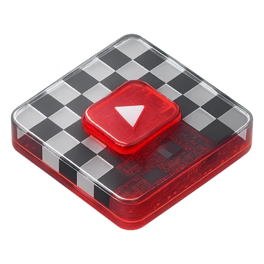 chess board of youtube play button, red YouTube play button, glossy circuit style sticker