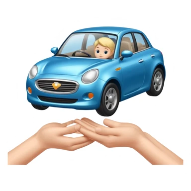 hands cradling a car, car insurance concept sticker