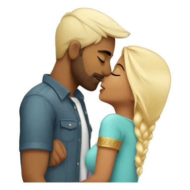 Indian girlfriend kissing her blond boyfriend on cheek sticker