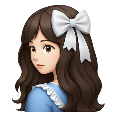 brunette open hair from behind with white bow sticker