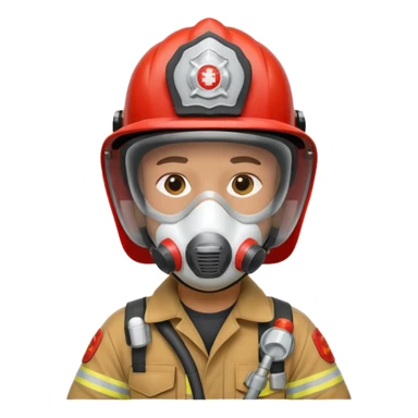 Firefighter with white color helmet and respiratory protection sticker