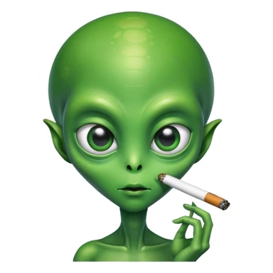 Alien with big eyes smoking joint sticker
