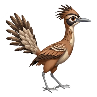 realistic roadrunner bird emoji, running with long feathered tail pointed down and back sticker