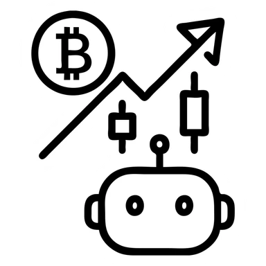 minimal logo for UpFin Trading Bot, combining crypto and tech elements, clean lines, abstract representation of trading, modern and simple sticker